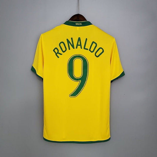 Retro Brazil 2006 World Cup Home #9 Ronaldo Jersey