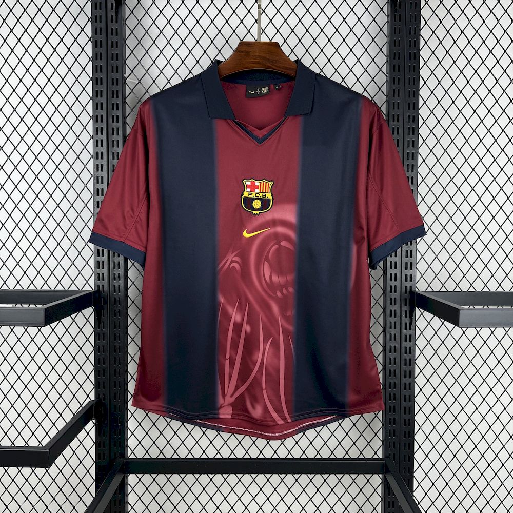 Mens Barcelona Hot Sale 2000/01 Home Retro Skeleton Jersey